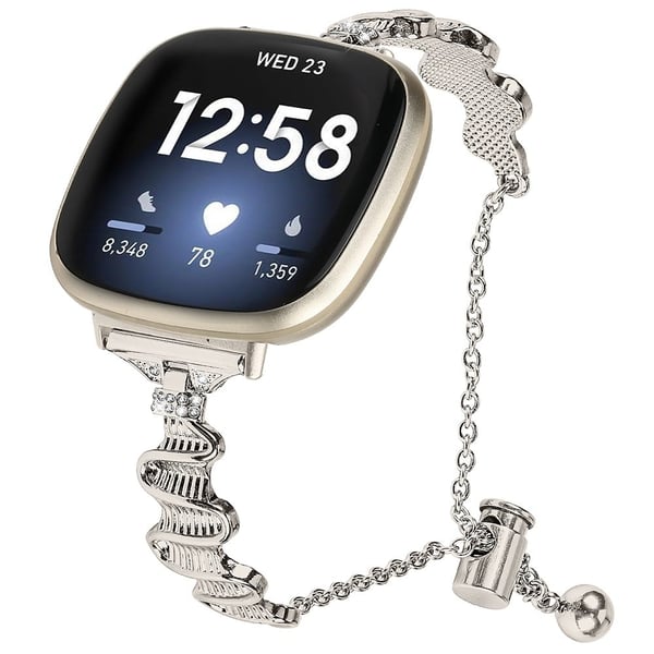Fitbit Sense / Versa 3 rustfritt stålklokkebånd Rhinestones Decor Armbåndsrem Erstatning - Stjernelys