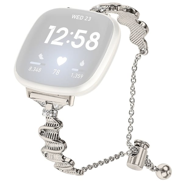 Fitbit Sense / Versa 3 rustfritt stålklokkebånd Rhinestones Decor Armbåndsrem Erstatning - Stjernelys