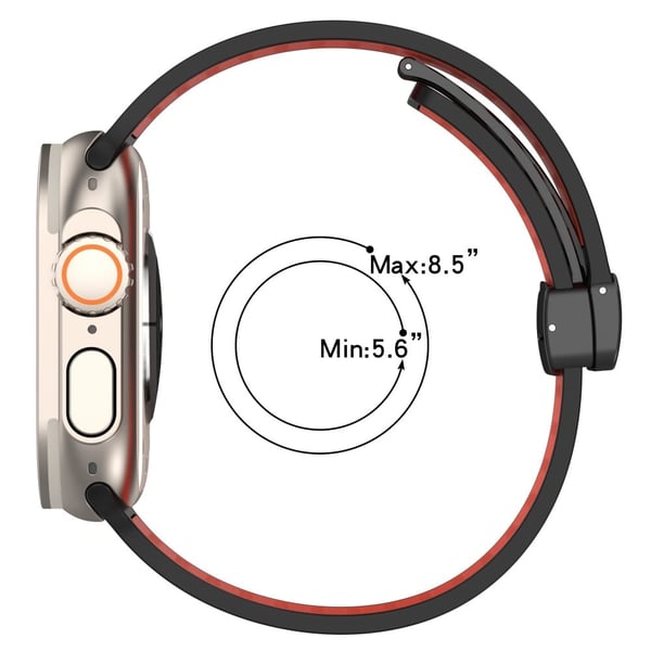Silikonklokkearmbånd Apple Watch Series 9 8 7 41mm / SE (2023) SE (2022) SE Series 6 5 4 40mm / Series 3 2 1 38mm Dual-color Magnetic Strap - Rød + Sv