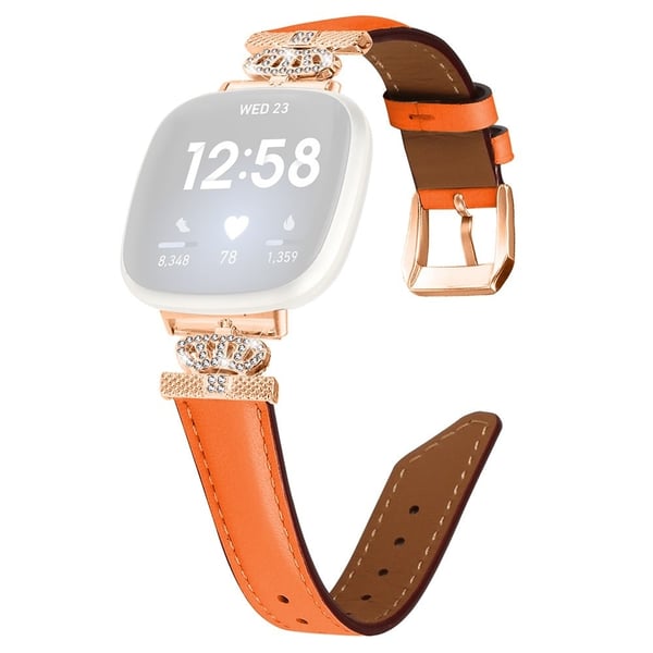 Fitbit Versa 3 / Versa 4 / Sense / Sense 2 Rose Gold Buckle Watch Band Crown Rhinestone Håndleddsrem - Oransje