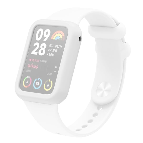 Xiaomi Smart Band 8 Pro Mykt silikonetui Støtsikkert Smart Watch Frame Deksel - Hvit Xiaomi Smart Band 8 Pro Mykt silikonetui Støtsikkert Smart Watch Frame Deksel - Hvit
