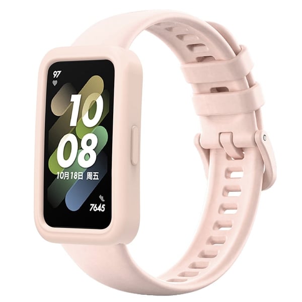 Rannehihna Huawei Band 8 Silikoni Urheilukellon ranneke ja suojakansi - Pinkki