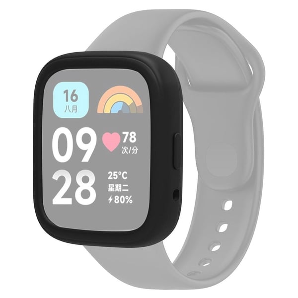 Klokkeveske Xiaomi Redmi Watch 3 Lite / Watch 3 Active Myk silikonbeskyttelsesramme - Svart