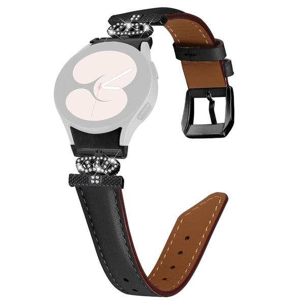 Sort Buckle Watch Band Samsung Galaxy Watch Universal 20mm Crown-shape Connector Rhinestone Strap - Sort Sort Buckle Watch Band Samsung Galaxy Watch Universal 20mm Crown-shape Connector Rhinestone Strap - Sort