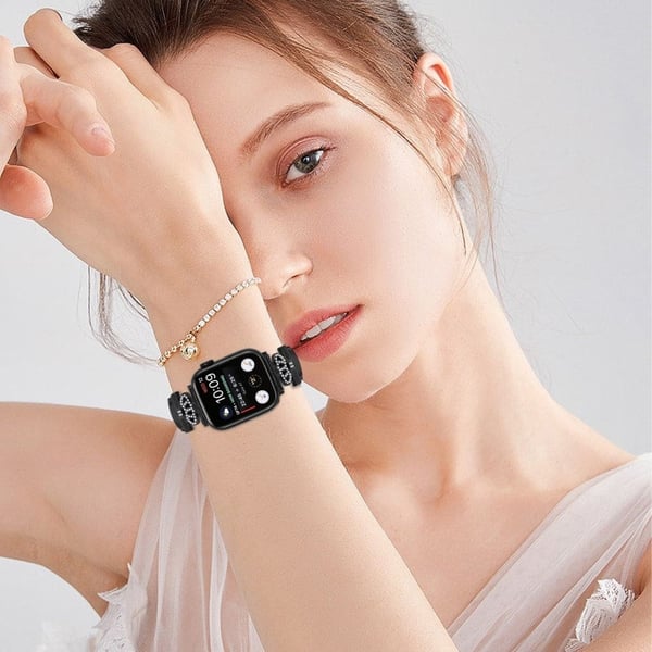 Rhinestone Band Apple Watch Series 9 8 7 41mm / SE (2023) SE (2022) 6 5 4 SE 40mm / 3 2 1 38mm Svart spenneklokkerem - Svart