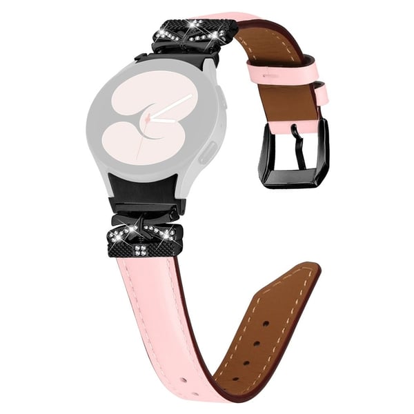 Samsung Galaxy Watch6 44 mm / Watch6 Classic 43 mm / 47 mm svart spenneklokkearmbånd med sommerfuglkobling - Rosa