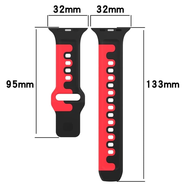 Apple Watch Universal 49 mm/45 mm/44 mm/42 mm tofarget silikonarmbånd - Svart / Grønn