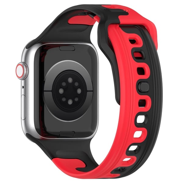 Apple Watch Universal 49 mm/45 mm/44 mm/42 mm tofarget silikonarmbånd - Svart / Rød
