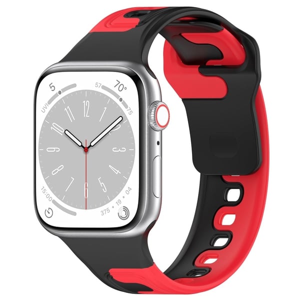 Apple Watch Universal 49 mm/45 mm/44 mm/42 mm tofarget silikonarmbånd - Svart / Rød