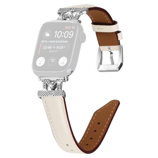 Apple Watch Universal 49mm/45mm/42mm klokkerem med sølvspenne - Aprikos