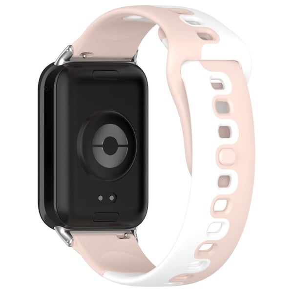 Xiaomi Smart Band 8 Pro / Redmi Watch 4 Silikonklokkerem Double Color Erstatningsklokkebånd - Rosa + Hvit