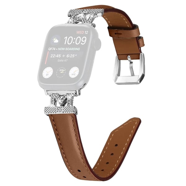 Apple Watch Universal 41 mm/40 mm/38 mm sølvfarget spennearmbånd - Brun