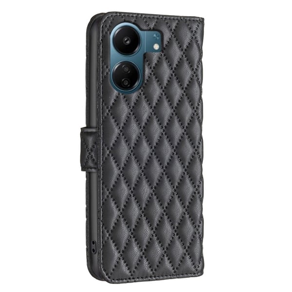 Rombemønster, matt flip-deksel for Xiaomi Redmi 13C / Xiaomi Poco C65 - Svart