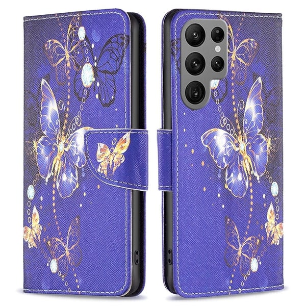 Wonderland Samsung Galaxy S24 Ultra flip-etui - Lilla Sommerfugler