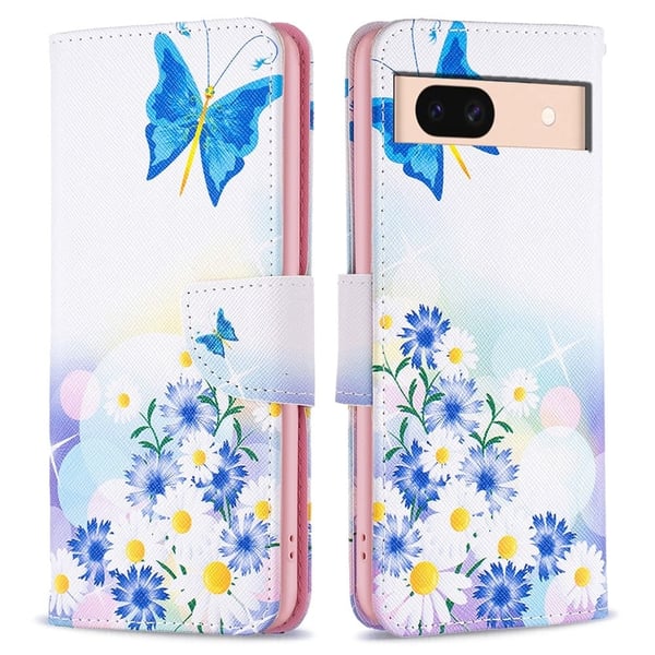 Wonderland Google Pixel 8A flip-etui - Sommerfugl Og Blomster