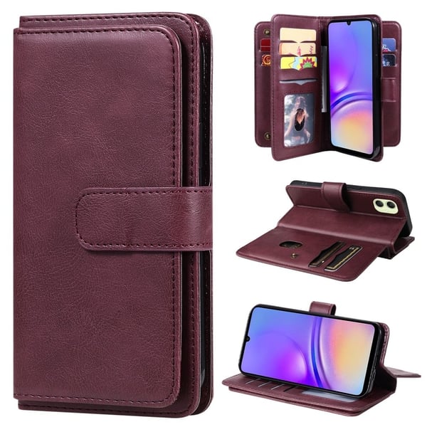 Lommebok-etui med 10 lommeseksjoner for Samsung Galaxy A05 - Rød