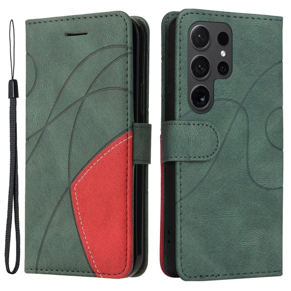 Teksturoitu nahkakotelo hihnalla Samsung Galaxy S24 Ultra - Vihreä Teksturoitu nahkakotelo hihnalla Samsung Galaxy S24 Ultra - Vihreä