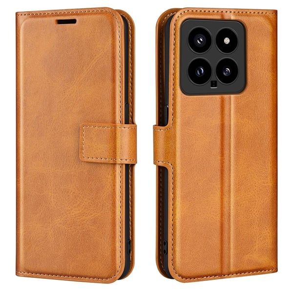 Skinn-etui i lommebok-stil for Xiaomi 14 - Gul