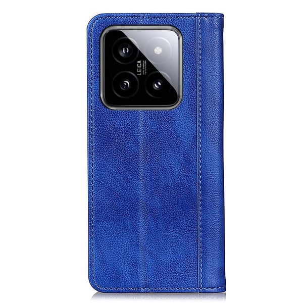 Xiaomi 14 ægte læderetui med magnetisk lukning - Blå