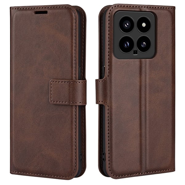Skinn-etui i lommebok-stil for Xiaomi 14 - Brun Skinn-etui i lommebok-stil for Xiaomi 14 - Brun