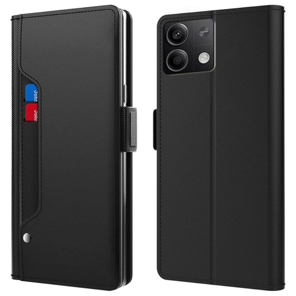 Xiaomi Redmi Note 13 5G etui med makeup-spejl i smart design - Sort Xiaomi Redmi Note 13 5G etui med makeup-spejl i smart design - Sort