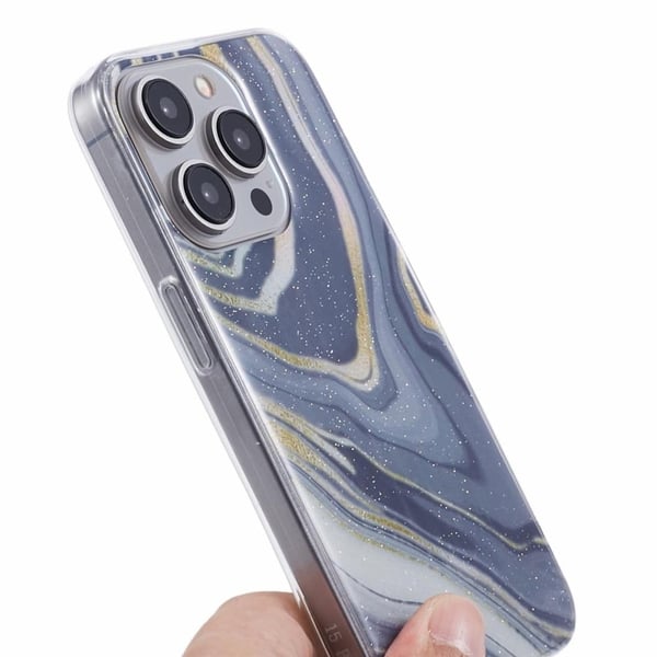 Marmordesign iPhone 15 Pro deksel - Grå