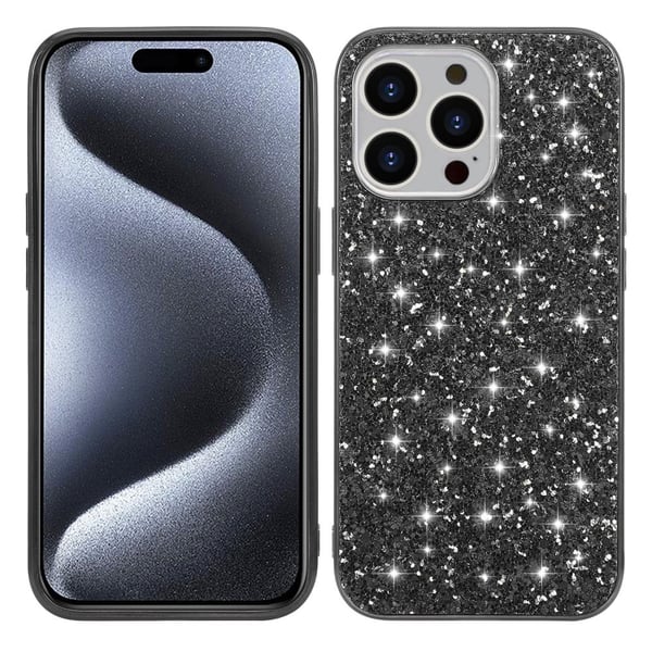 Glitter iPhone 15 Pro deksel - Svart