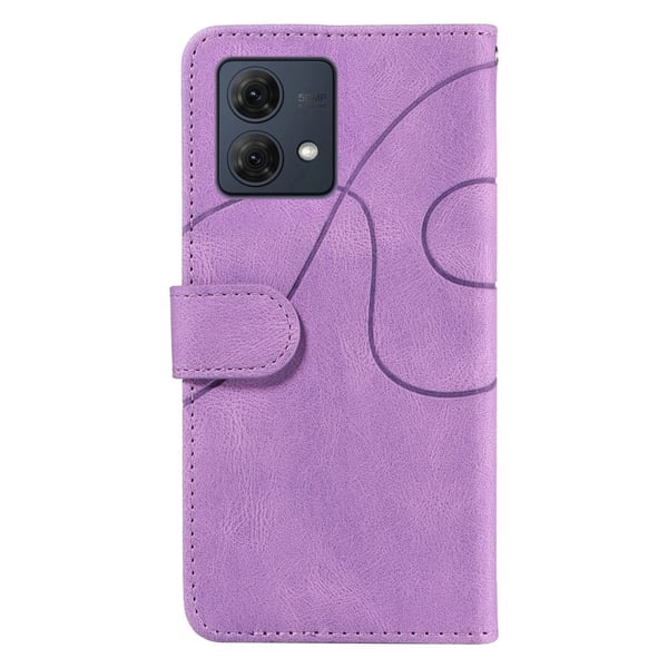 Tekstureret Motorola Moto G84 læderetui med rem - Lilla