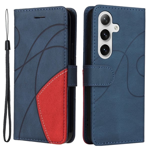 Teksturert læretui med stropp for Samsung Galaxy S24 - Blå
