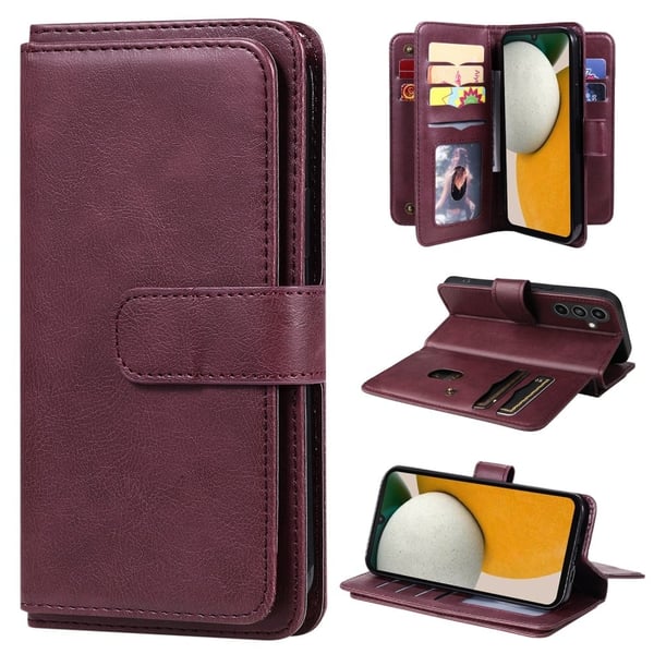 Lommebok-etui med 10 lommeseksjoner for Samsung Galaxy A15 - Rød