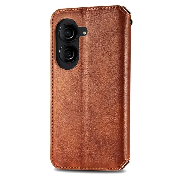 Skinn-etui med stilfult rombeavtrykk for Asus Zenfone 10 - Brun