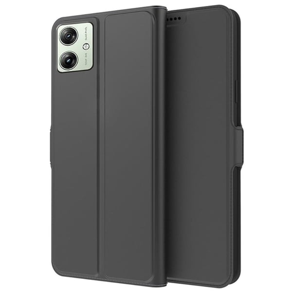 Glatt og tynt premium PU-skinnetui for Motorola Moto G54 - Svart