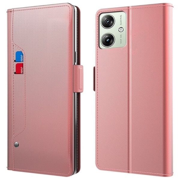 Telefonetui med sminkespeil og glatt design for Motorola Moto G54 - Rosa