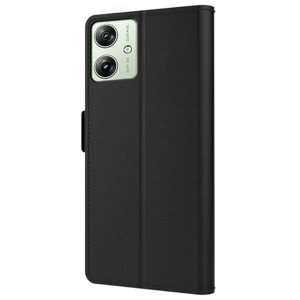 Telefonetui med sminkespeil og glatt design for Motorola Moto G54 - Svart