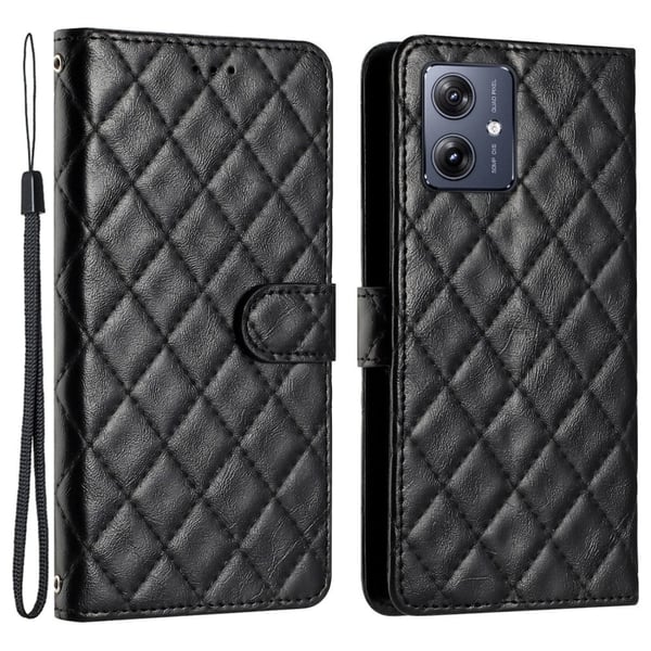 Funktionelt Motorola Moto G14 rombe etui med pung - Sort