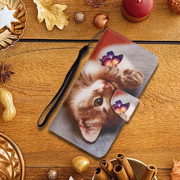 Wonderland Xiaomi 13T / Xiaomi 13T Pro / Xiaomi Redmi K60 Ultra flip-etui - Sommerfugl / Katt