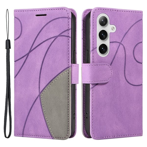 Teksturert læretui med stropp for Samsung Galaxy S24 - Lilla