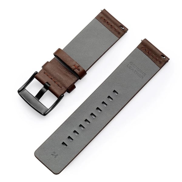 Suunto 9 / 9 Baro / 7 Erstatningsklokkebånd 24mm Vegansk lærklokkebånd - Brun / Sølv / Svart