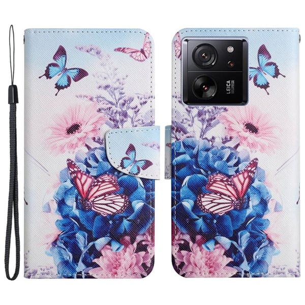Wonderland Xiaomi 13T / Xiaomi 13T Pro / Xiaomi Redmi K60 Ultra flip-etui - Lilla Sommerfugler