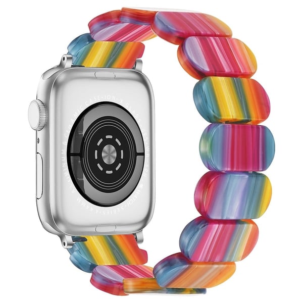 Klokkerem Apple Watch Series 41mm / 40mm / 38mm elastisk armbånd - Regnbue