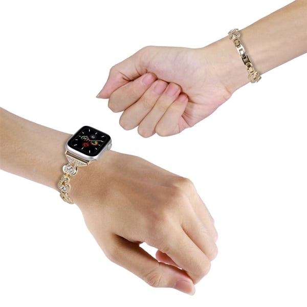 Apple Watch 49mm / 45mm / 44mm / 42mm Armbånd med rhinestone dekorarmbånd - Gull