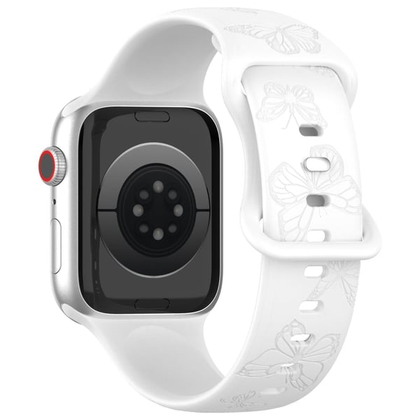 Apple Watch Series 41mm / 40mm / 38mm kellonauha perhonen silikonihihna - Valkoinen