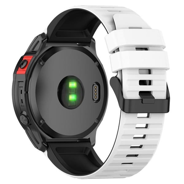 Garmin Fenix 7X Pro-klokkearmbånd Horisontale striper Silikon Dual-color Strap - Hvit / Svart