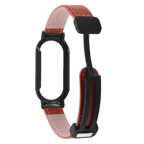Xiaomi Smart Band 8 / Smart Band 8 NFC skinnklokkearmbånd magnetisk spenne med klokkeveske / skjermbeskytter - Brun