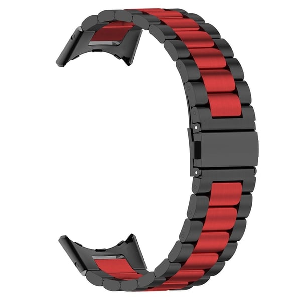 Google Pixel Watch / Watch 2 rustfrit stål urrem Integreret udskiftningsrem - Sort / Rød / Sort