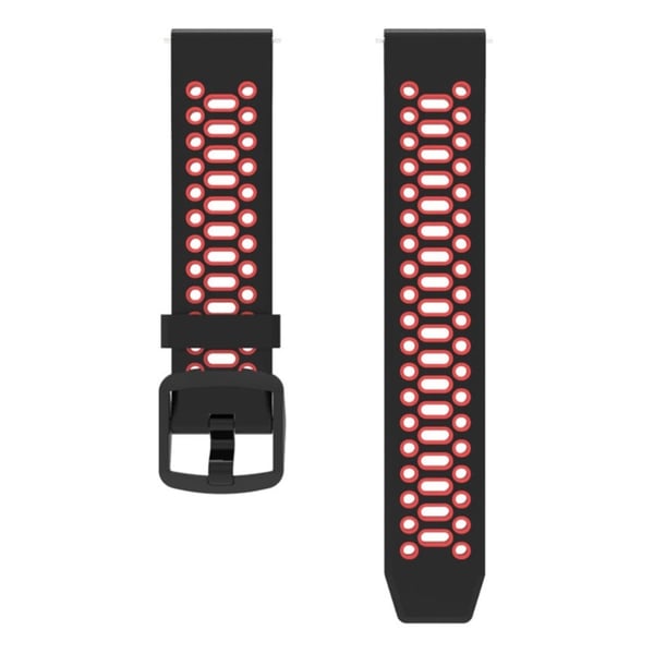 Coros Pace 2 / Garmin vivoactive 5 / GarminActive 5 / Venu Sq 2 dobbeltfarvet urrem 20 mm silikoneurrem - Sort / Rød Coros Pace 2 / Garmin vivoactive 5 / GarminActive 5 / Venu Sq 2 dobbeltfarvet urrem 20 mm silikoneurrem - Sort / Rød