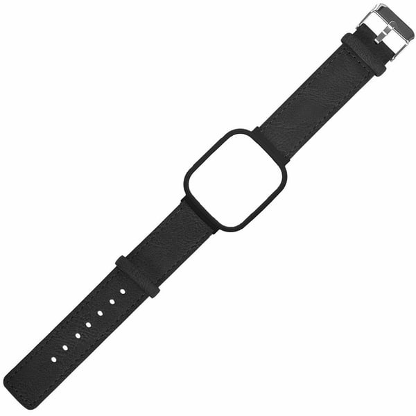 Vegansk læderurrem til Redmi Band 3 Udskiftningsrem med urkasse - Sort