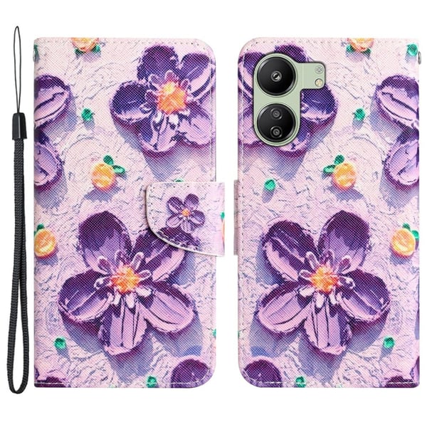 Wonderland Xiaomi Redmi 13C / Xiaomi Poco C65 flip-etui - Lilla Blomst