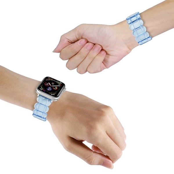 Kellon hihna Apple Watch Series 41mm / 40mm / 38mm Elastinen rannekoru - Läpinäkyvä Sininen