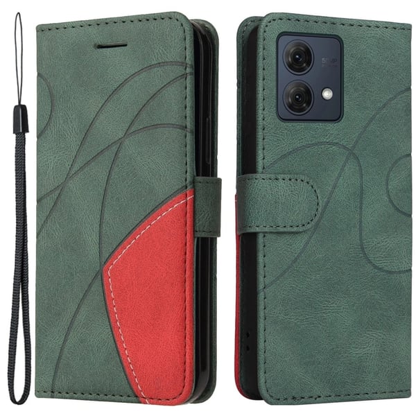 Teksturert læretui med stropp for Motorola Moto G84 - Grønn